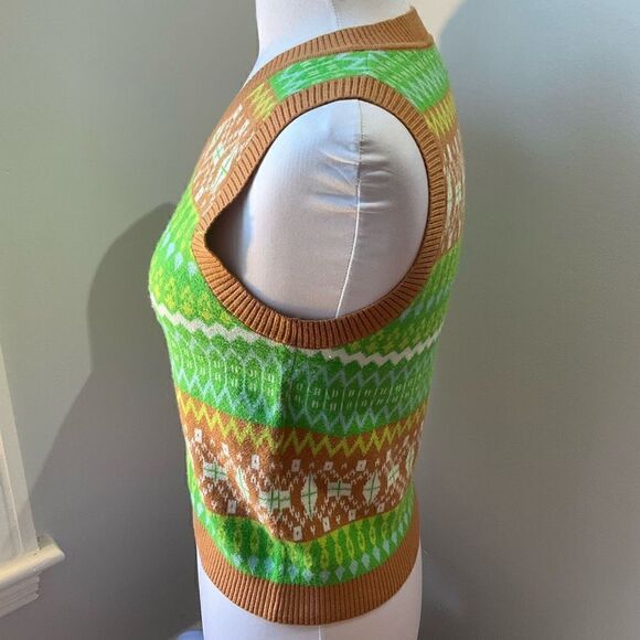 Awesome 70’s Vibe VNeck- Great Colors! Medium. Like New! Sweatervest. Goblincore - Picture 5 of 8